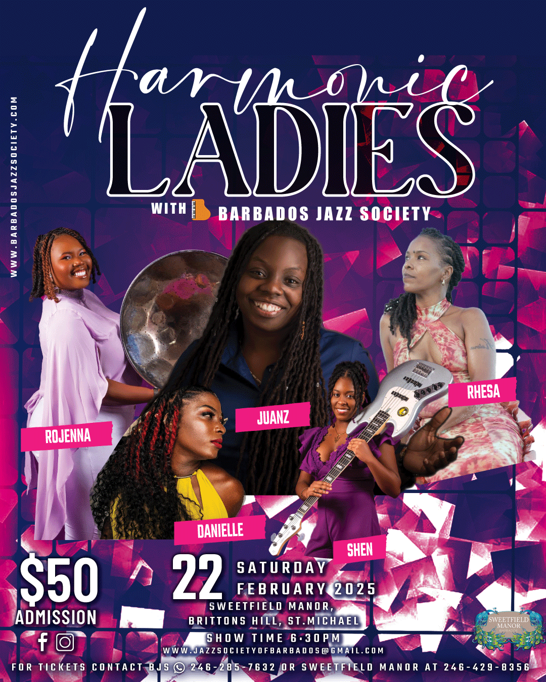 Poster for the Harmonic Ladies event to be held February 22nd 2025